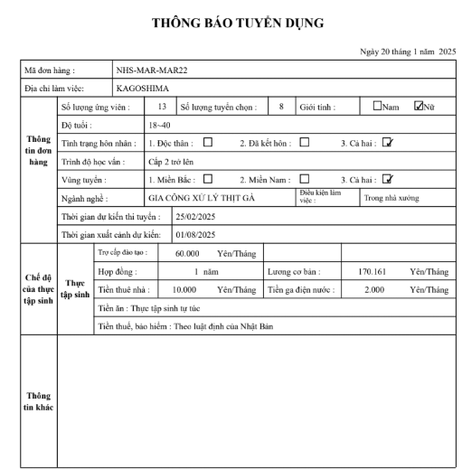 chế biến thực phẩm tại Nhật JVNET
