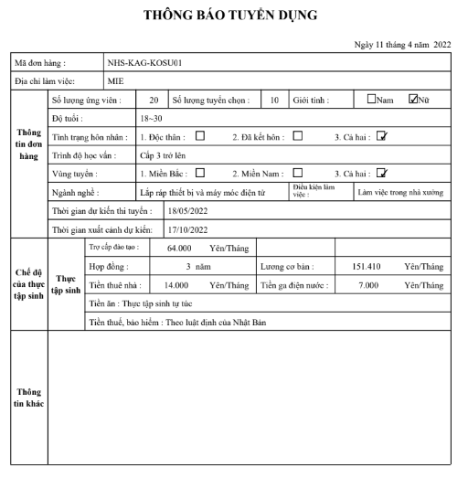 đơn điện tử Nhật Bản 